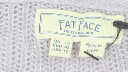 Fat Face Women’s Purple Wrap Knit Cotton Cardigan Size 14