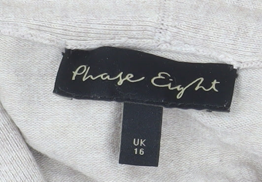 Phase Eight Women Beige Long Sleeve Open Cardigan UK 16 Viscose Blend