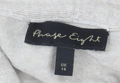 Phase Eight Women Beige Long Sleeve Open Cardigan UK 16 Viscose Blend