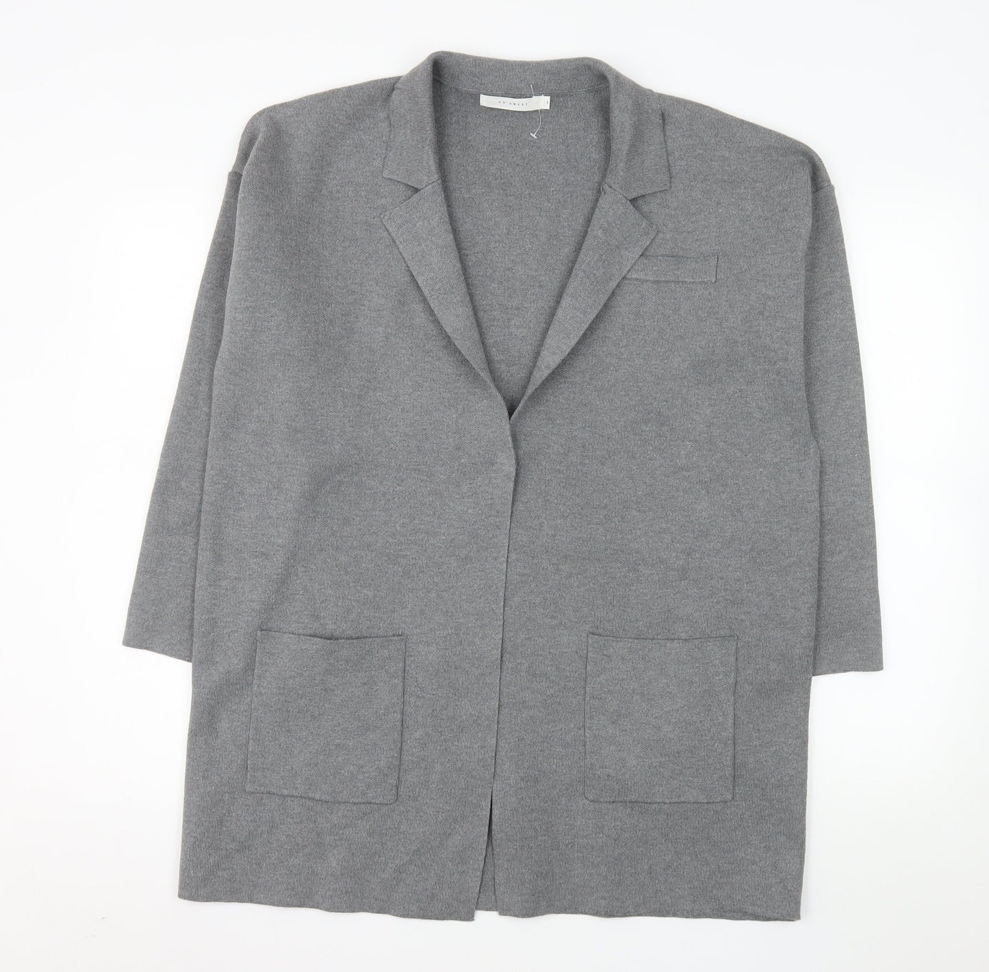 So Sweet Women's Grey Knit Long Coatigan L Relaxed Fit