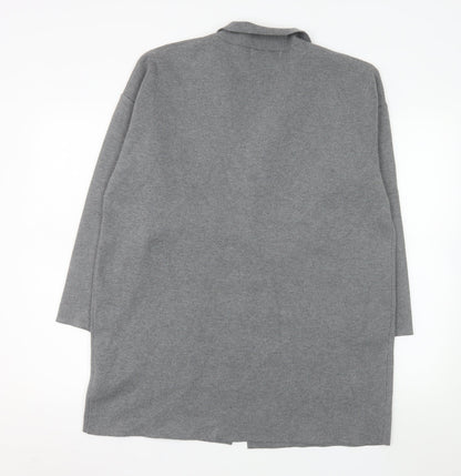 So Sweet Women's Grey Knit Long Coatigan L Relaxed Fit