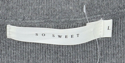 So Sweet Women's Grey Knit Long Coatigan L Relaxed Fit