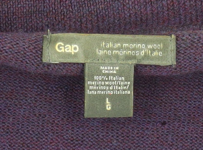 GAP Women Purple Italian Merino Wool Open Cardigan L