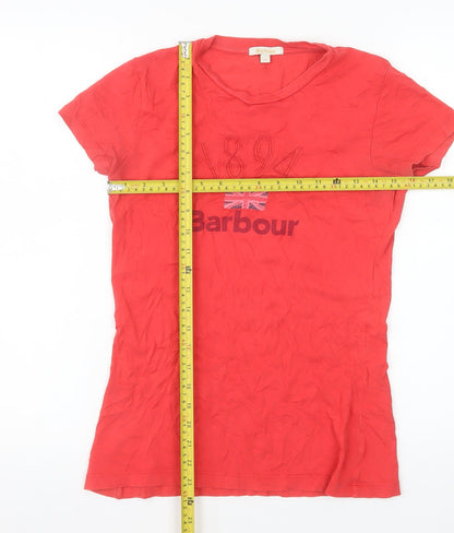 Barbour Womens Red 1894 Embroidered Cotton T-Shirt Size 10