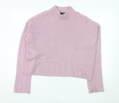 Theory Womens Pink Cashmere Mock Neck Long Sleeve Jumper L