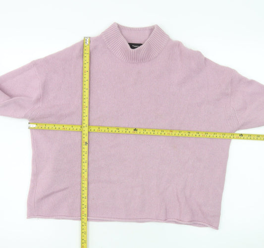 Theory Womens Pink Cashmere Mock Neck Long Sleeve Jumper L