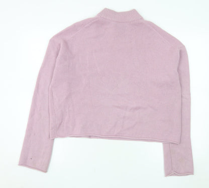 Theory Womens Pink Cashmere Mock Neck Long Sleeve Jumper L