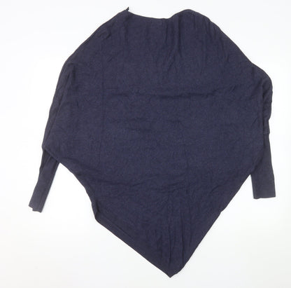 Tezenis Women Blue Cape Style Knit Jumper Size S Relaxed Fit