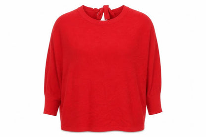F&F Women Red High Neck Bow Back Relaxed Fit Pullover Jumper Size 14