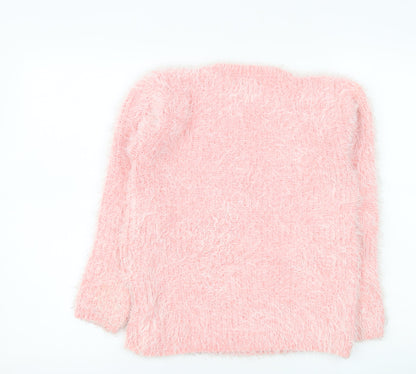 Salvo Green Women’s Pink Fuzzy Bow Knit Jumper XL