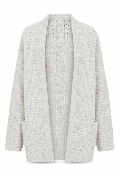 New Look Women’s Grey Cable Knit Long Cardigan Size 10