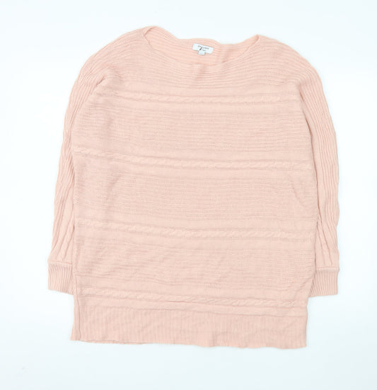 JD Williams Women's Pink Acrylic Crew Neck 3/4 Sleeve Pullover Jumper Size 16