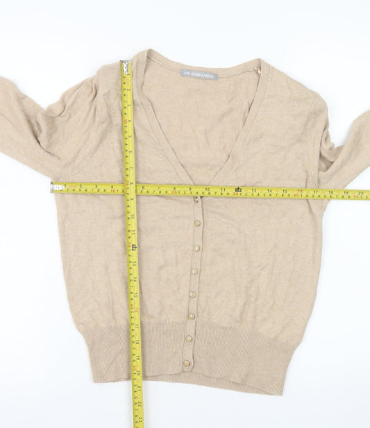 Marks and Spencer Women Beige V-Neck Button Knit Cardigan UK 14