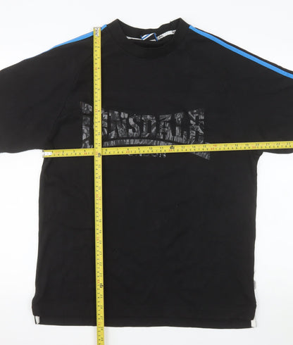 Lonsdale Men's Black Medium Graphic Logo Crew Neck T-Shirt