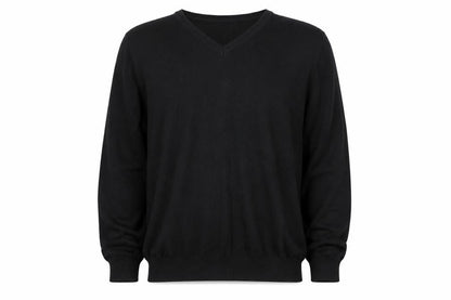 Jeff Banks Men’s Black Cotton Cashmere V-Neck Jumper XL Classic Fit