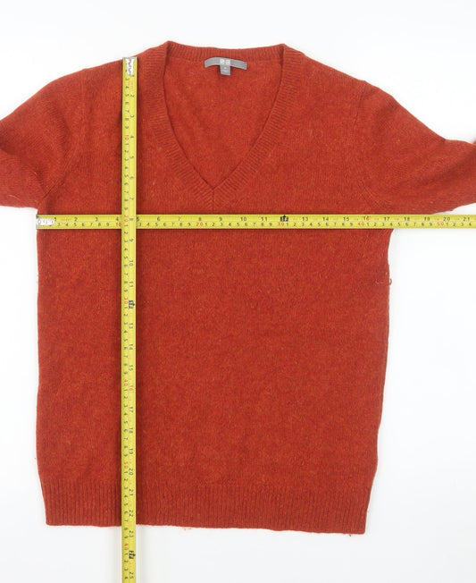 Uniqlo Men’s Red Wool Blend V-Neck Jumper Size M
