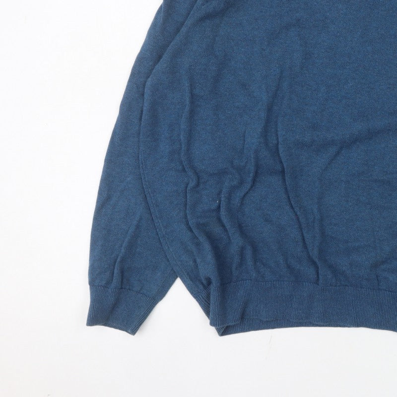 Emblems Men Blue 2XL V-Neck Pullover Jumper Classic Knit