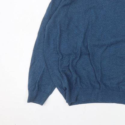 Emblems Men Blue 2XL V-Neck Pullover Jumper Classic Knit
