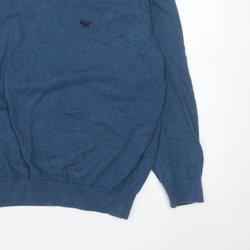 Emblems Men Blue 2XL V-Neck Pullover Jumper Classic Knit