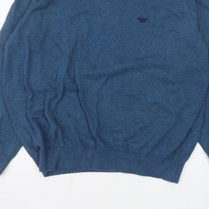 Emblems Men Blue 2XL V-Neck Pullover Jumper Classic Knit
