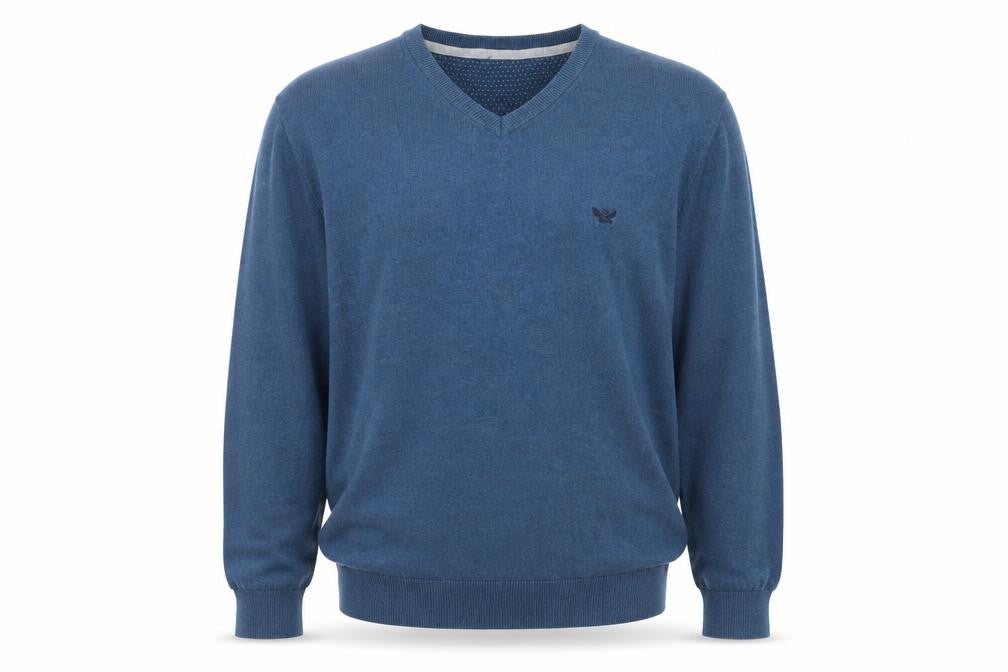 Emblems Men Blue 2XL V-Neck Pullover Jumper Classic Knit