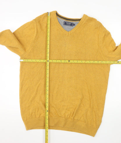 Maine New England Men's Yellow Cotton V-Neck Jumper M