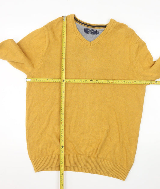 Maine New England Men's Yellow Cotton V-Neck Jumper M