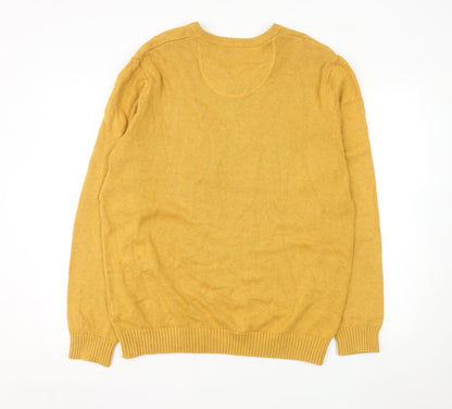 Maine New England Men's Yellow Cotton V-Neck Jumper M