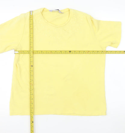 Honor Millburn Women's Yellow Cotton Embroidered T-Shirt Size 18