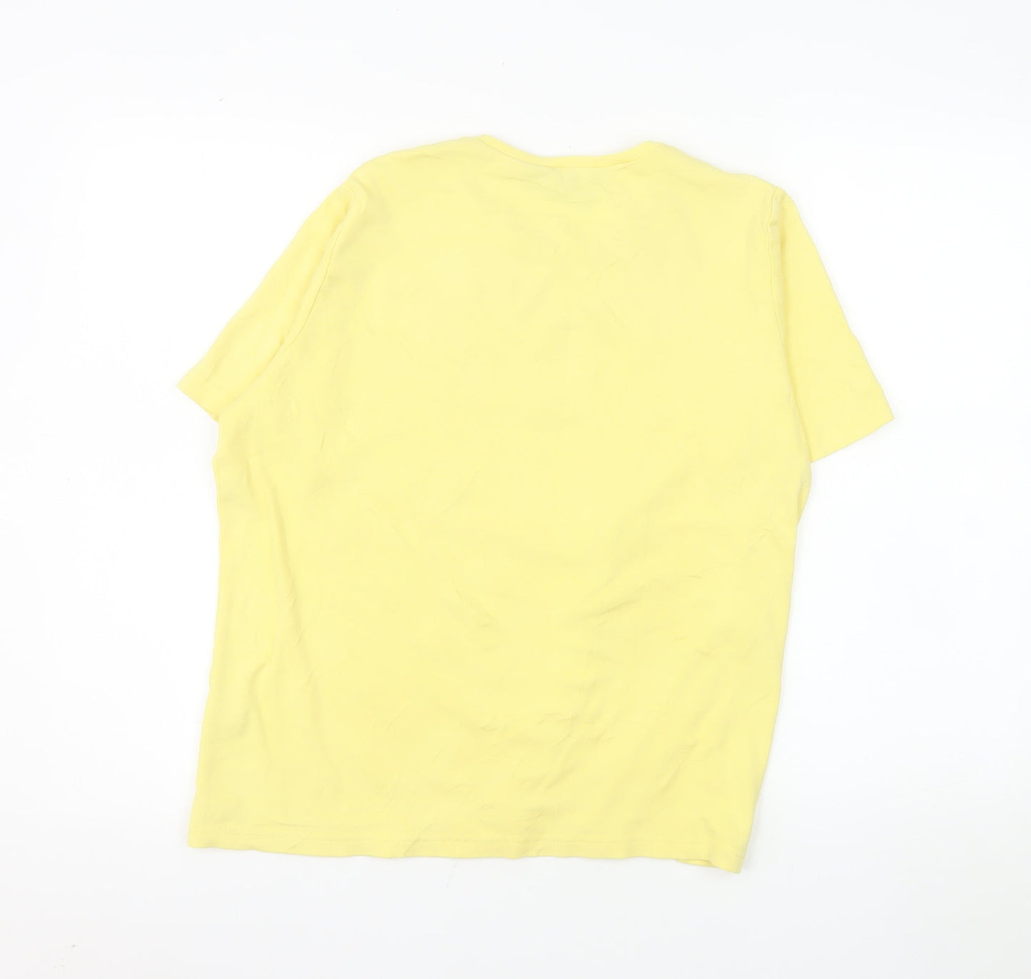 Honor Millburn Women's Yellow Cotton Embroidered T-Shirt Size 18