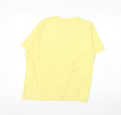 Honor Millburn Women's Yellow Cotton Embroidered T-Shirt Size 18