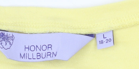 Honor Millburn Women's Yellow Cotton Embroidered T-Shirt Size 18