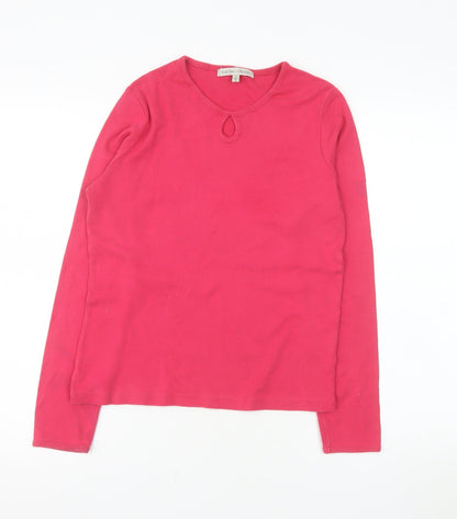 Racing Green Womens Pink Cotton Long Sleeve Keyhole T-Shirt Size 10