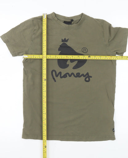 Money Boys Green Graphic Print T-Shirt 12-13 Years Cotton Crew Neck