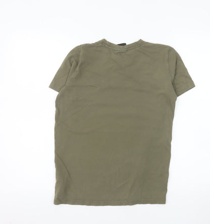 Money Boys Green Graphic Print T-Shirt 12-13 Years Cotton Crew Neck