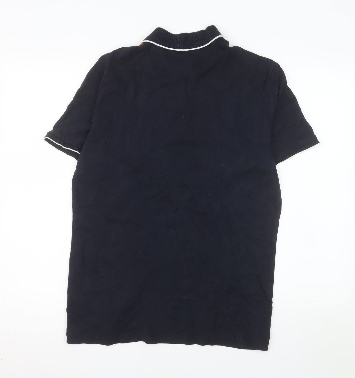 Next Men's Blue Brown Colourblock Polo Shirt Size L 100% Cotton