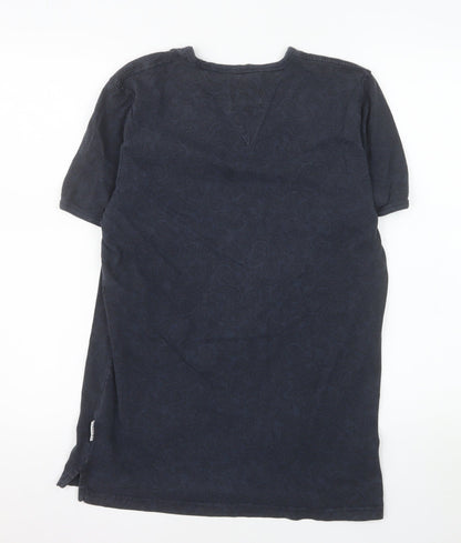 Soviet Men's Blue Paisley Cotton Crew Neck T-Shirt Medium