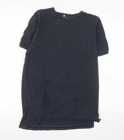 Soviet Men's Blue Paisley Cotton Crew Neck T-Shirt Medium