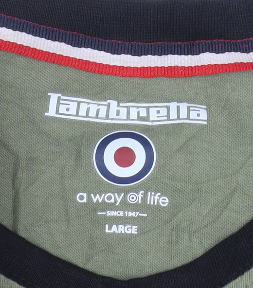 Lambretta Men's Green Retro Graphic Cotton T-Shirt Size L