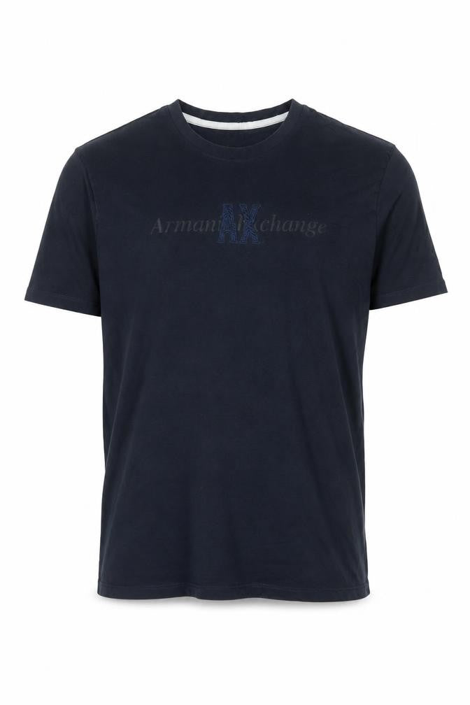 Armani Exchange Men's Blue Slim Fit Logo Crew Neck T-Shirt Size M