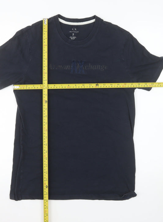 Armani Exchange Men's Blue Slim Fit Logo Crew Neck T-Shirt Size M