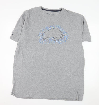 Raging Bull Men's Grey 2XL Graphic Bull Cotton T-Shirt