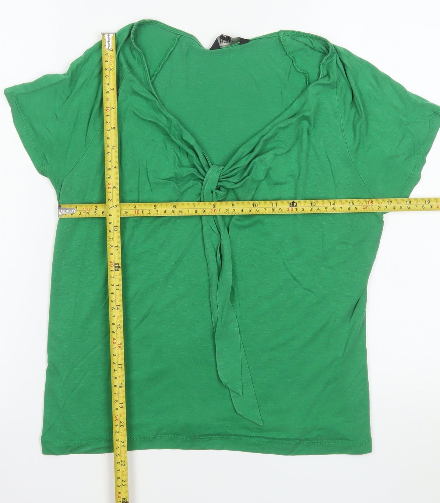 Hobbs Women’s Green Tunic V-Neck Short Sleeve Cotton Blend Top Size M
