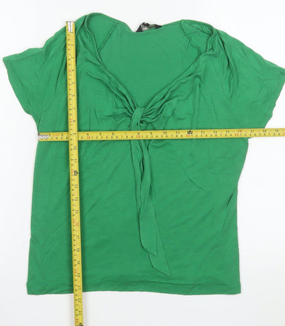 Hobbs Women’s Green Tunic V-Neck Short Sleeve Cotton Blend Top Size M
