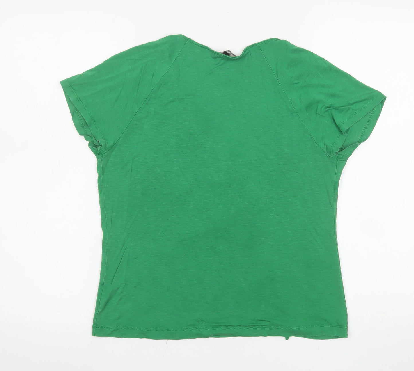 Hobbs Women’s Green Tunic V-Neck Short Sleeve Cotton Blend Top Size M