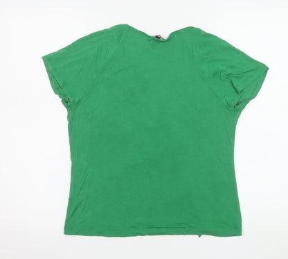 Hobbs Women’s Green Tunic V-Neck Short Sleeve Cotton Blend Top Size M