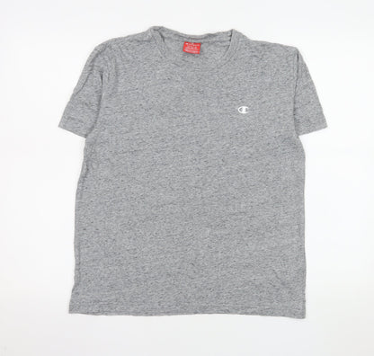 Champion Women Grey Basic Cotton T-Shirt M Short Sleeve Casual
