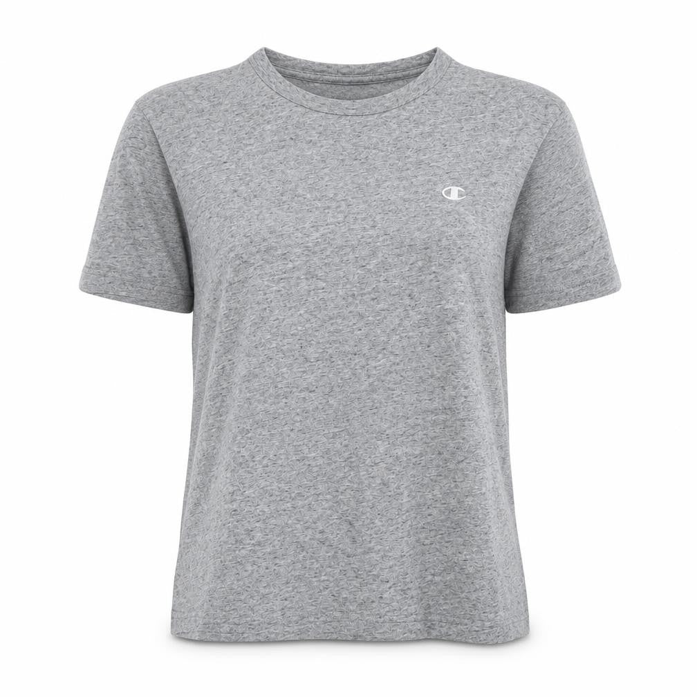 Champion Women Grey Basic Cotton T-Shirt M Short Sleeve Casual