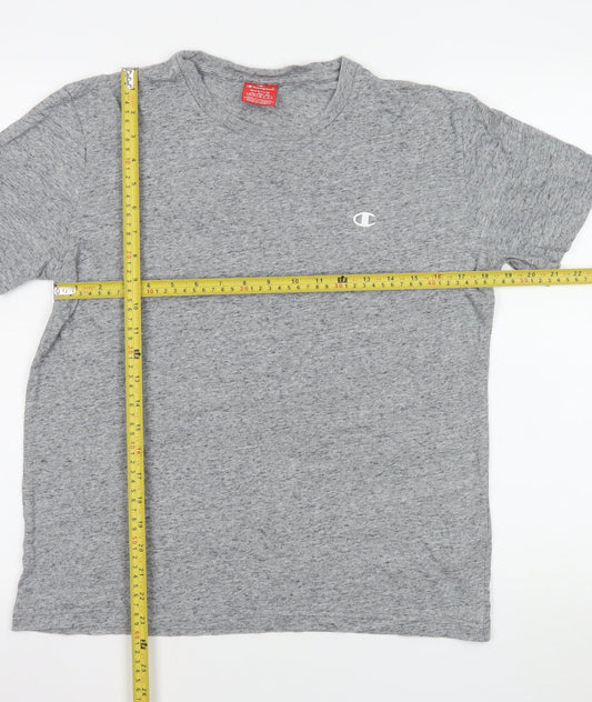 Champion Women Grey Basic Cotton T-Shirt M Short Sleeve Casual