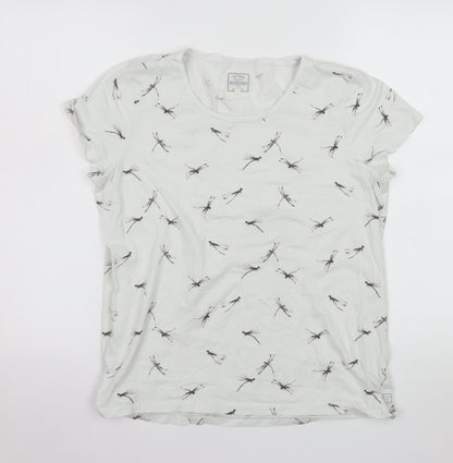 Fat Face Women's White Dragonfly Print Cotton T-Shirt Size 14